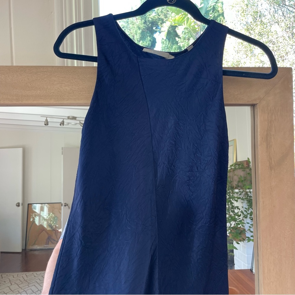 Vince midnight blue slip dress with asymmetrical seam